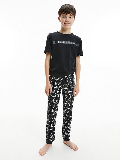 Calvin Klein Ruhák HU331975 | Calvin Klein CK One Organic Cotton Fiu Pizsama Szett Fekete